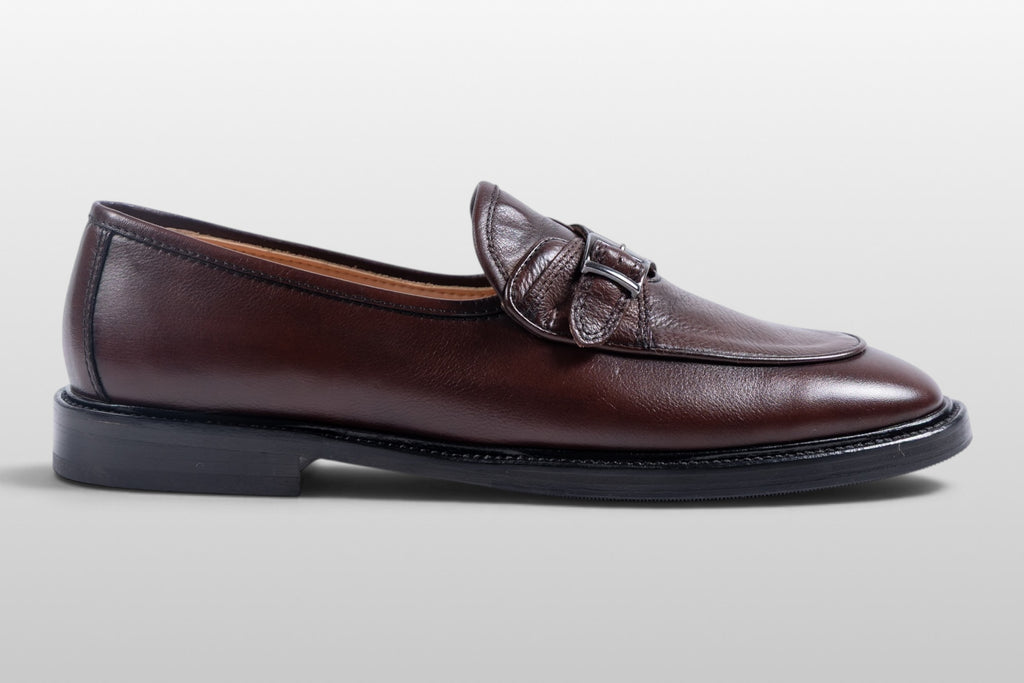 Zeli Milano Chaussures à Boucles en Cuir Marron Kiltie