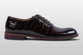 Zeli Venezia dunkelbraune Lederschuhe mit Kroko-Muster