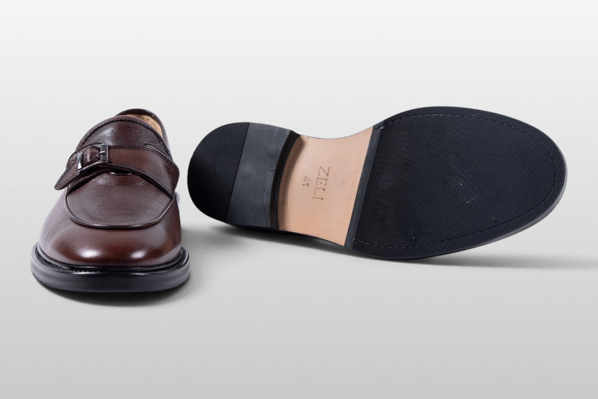 Scarpe con fibbia Zeli Milano in pelle marrone con kiltie