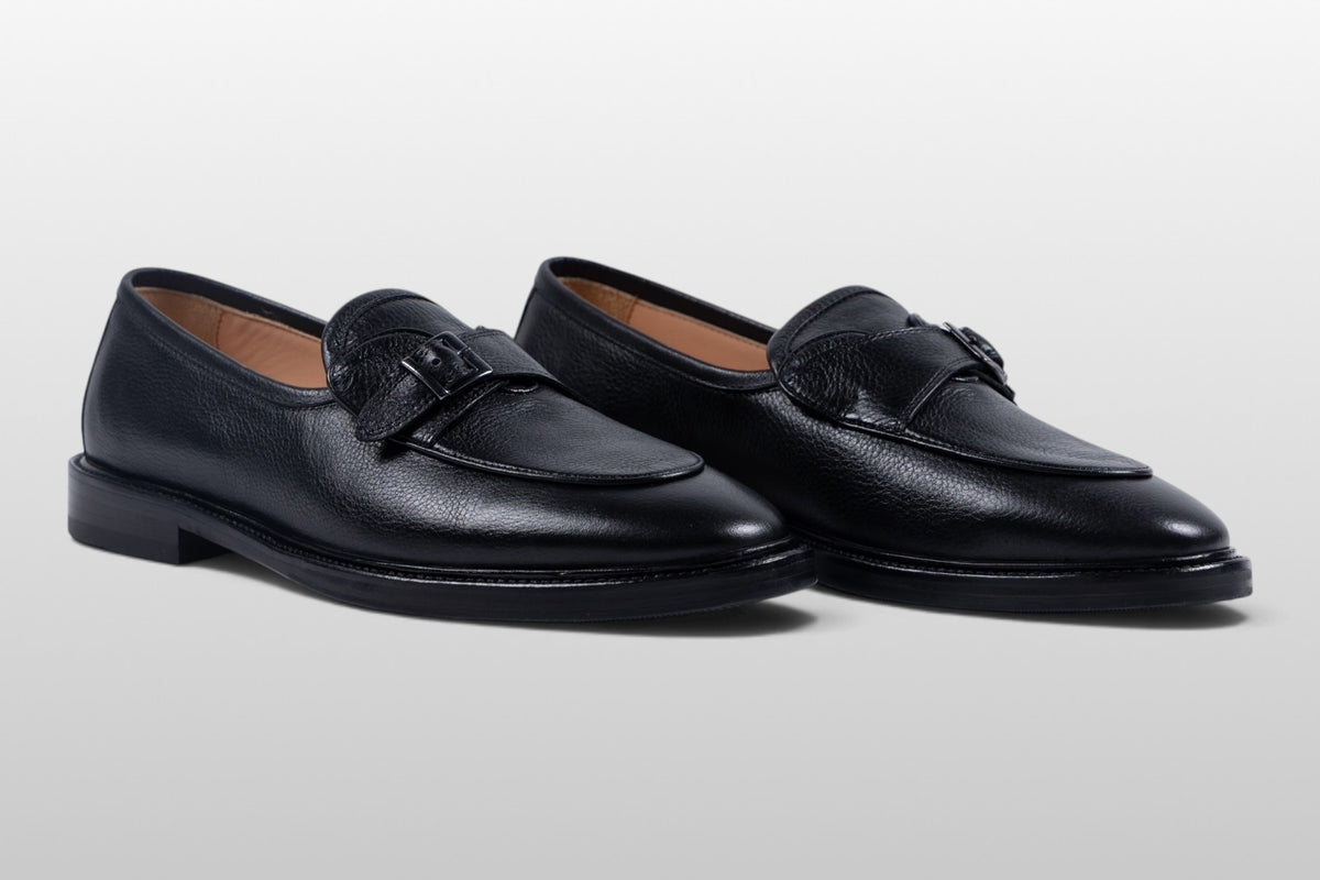 Zeli Milano Scarpe Kiltie in Pelle Nera con Fibbie