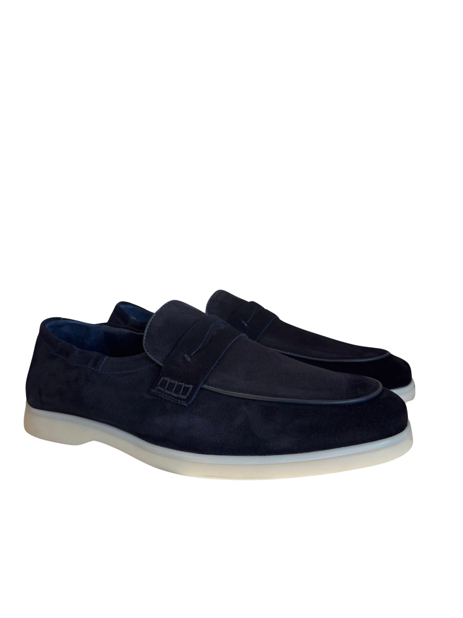 Zeli Donkerblauwe Suede Loafer Schoen