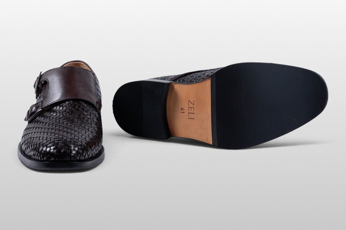 Zeli Milano Bruine Geweven Leren  Schoenen