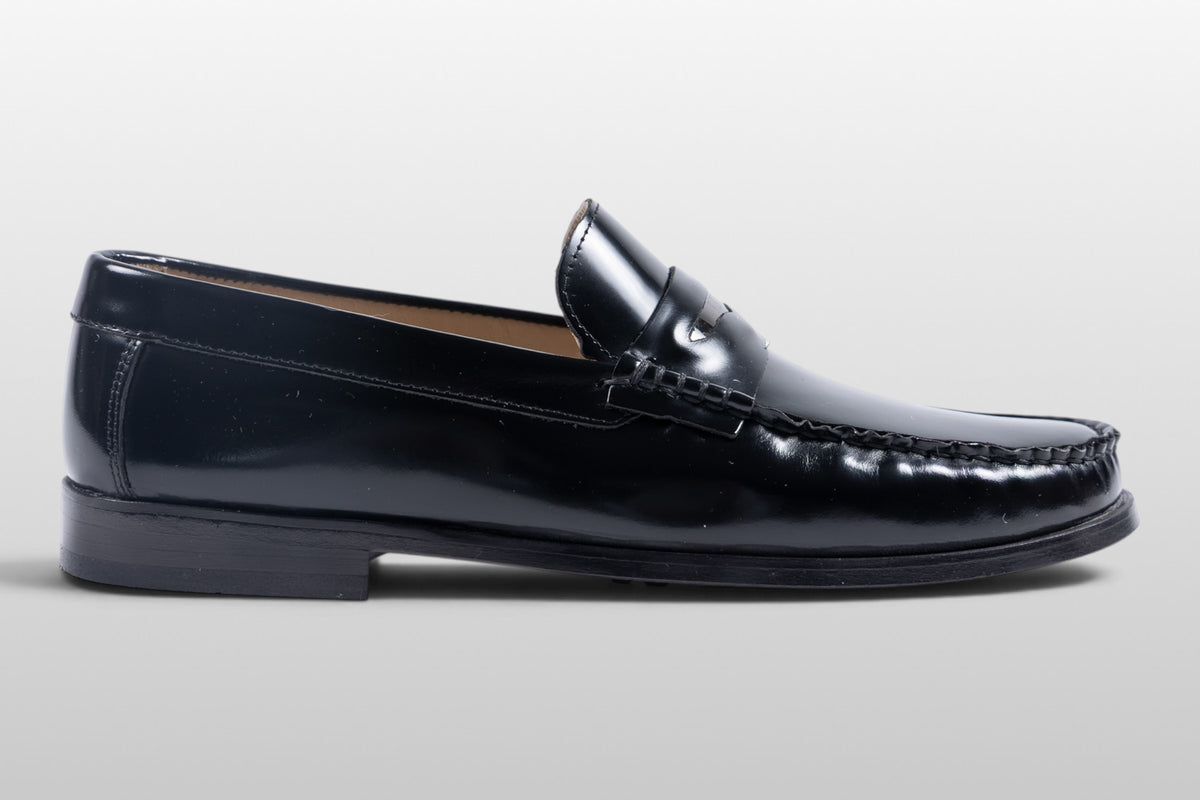 Zeli Classic Black Leather Penny Loafers