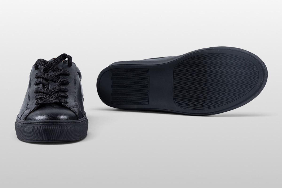 Zeli Roma Zwarte Leren Minimalistische Sneakers