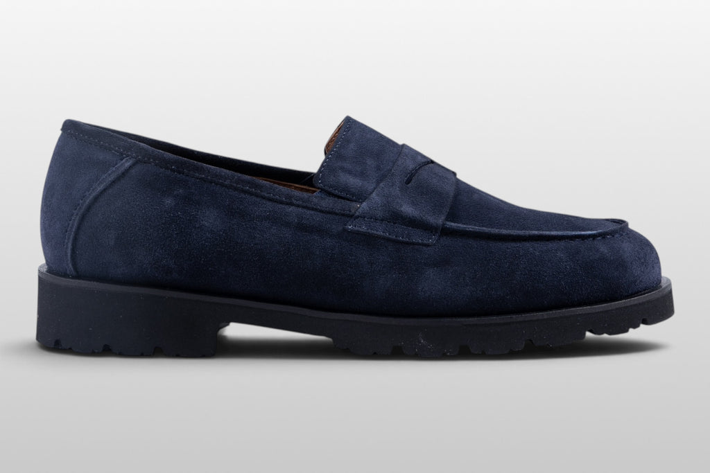 Zeli Padova Dunkelblaue Wildleder-Loafer mit grober Sohle