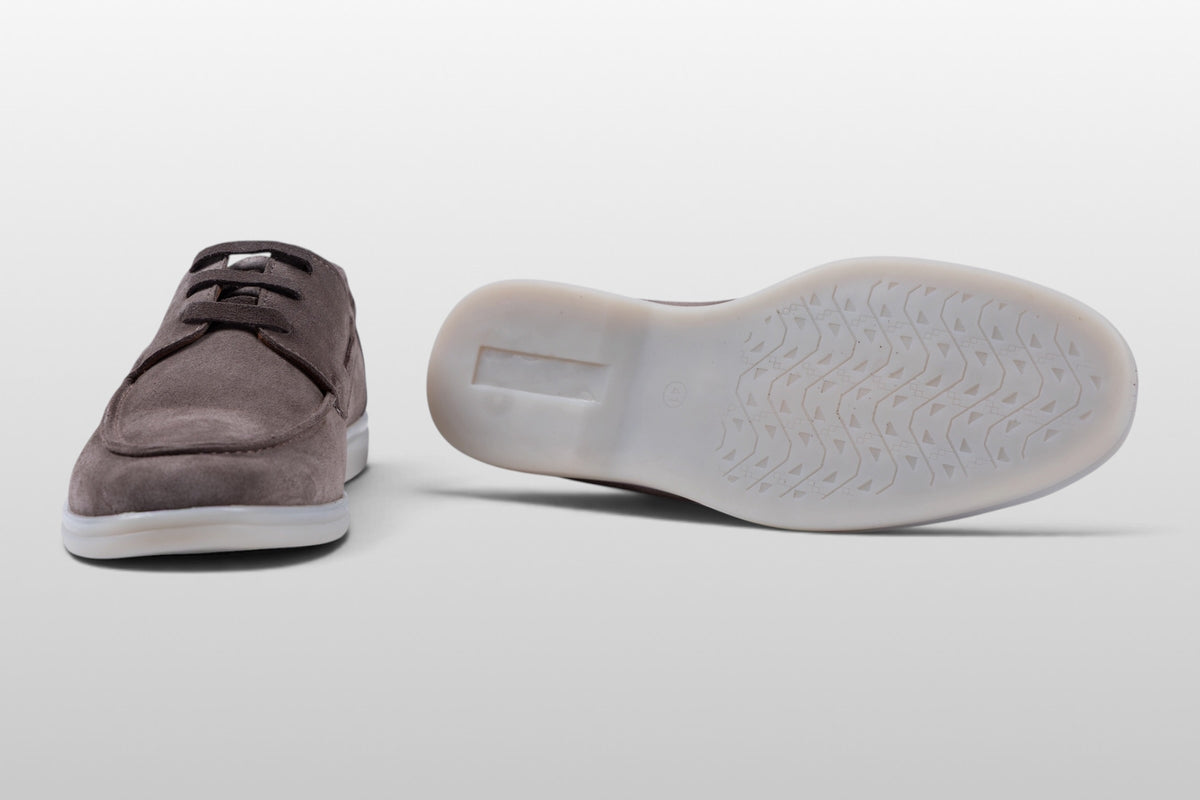 Zeli Capri Grijs Suède Boat Shoes met Witte Zool