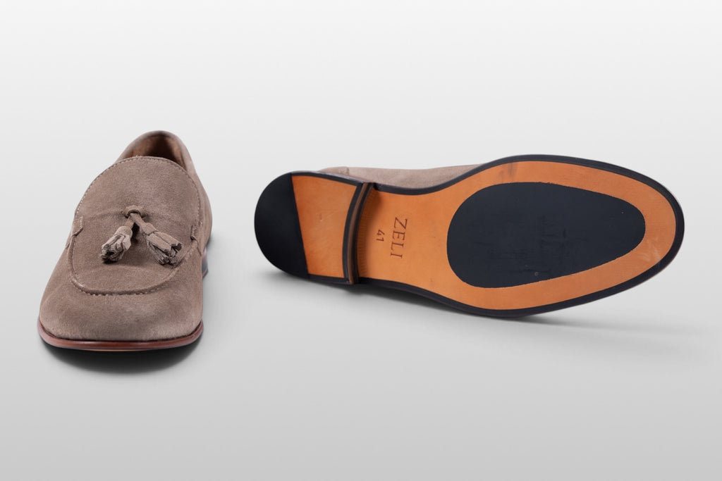 Zeli Verona Taupe Suède Tassel Loafers