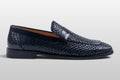 Zeli Florence Donkerblauwe Geweven Leren Penny Loafers