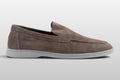 Zeli Capri Taupe Suede Loafers with White Sole