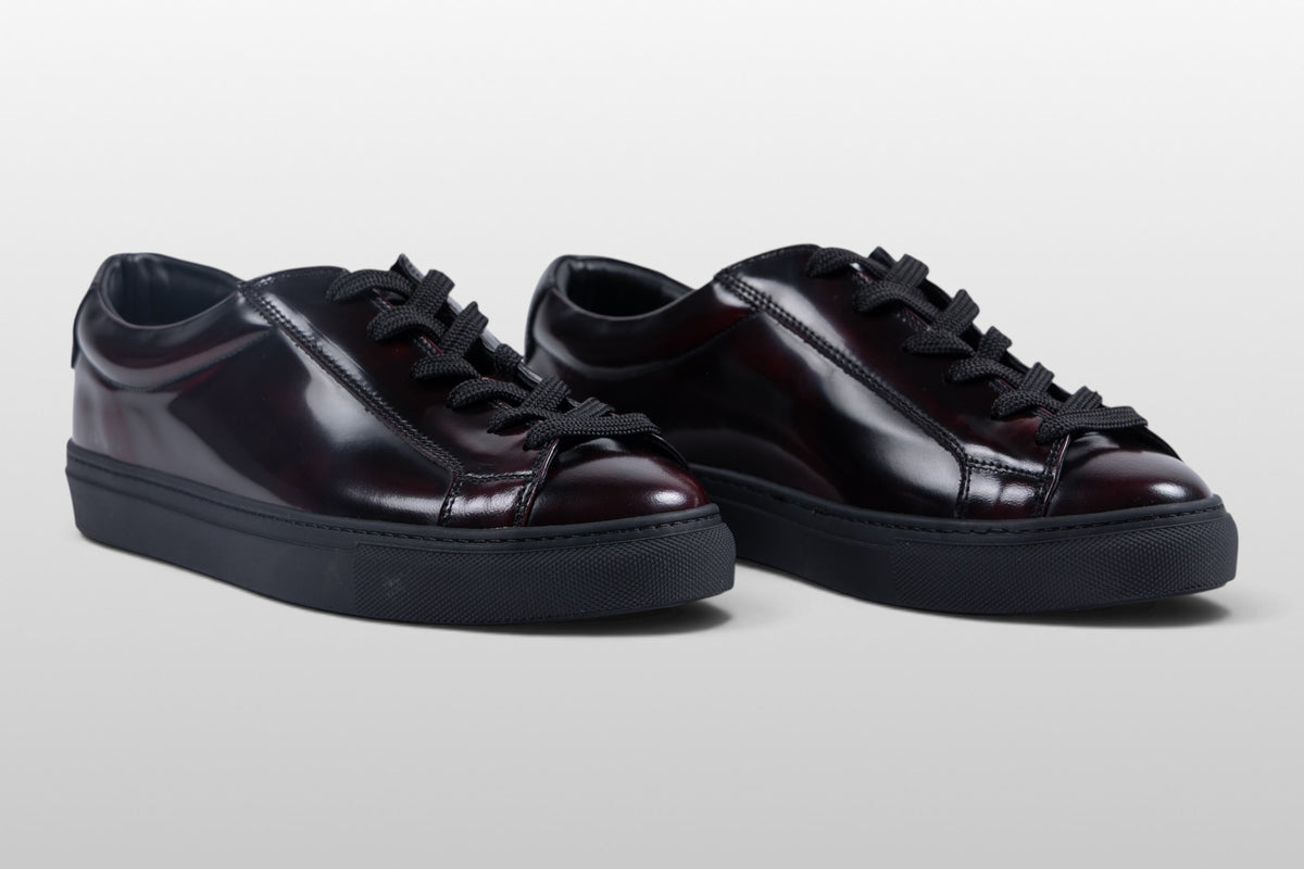 Zeli Roma Bordeaux Leren Lak Sneakers met Donkere Zool