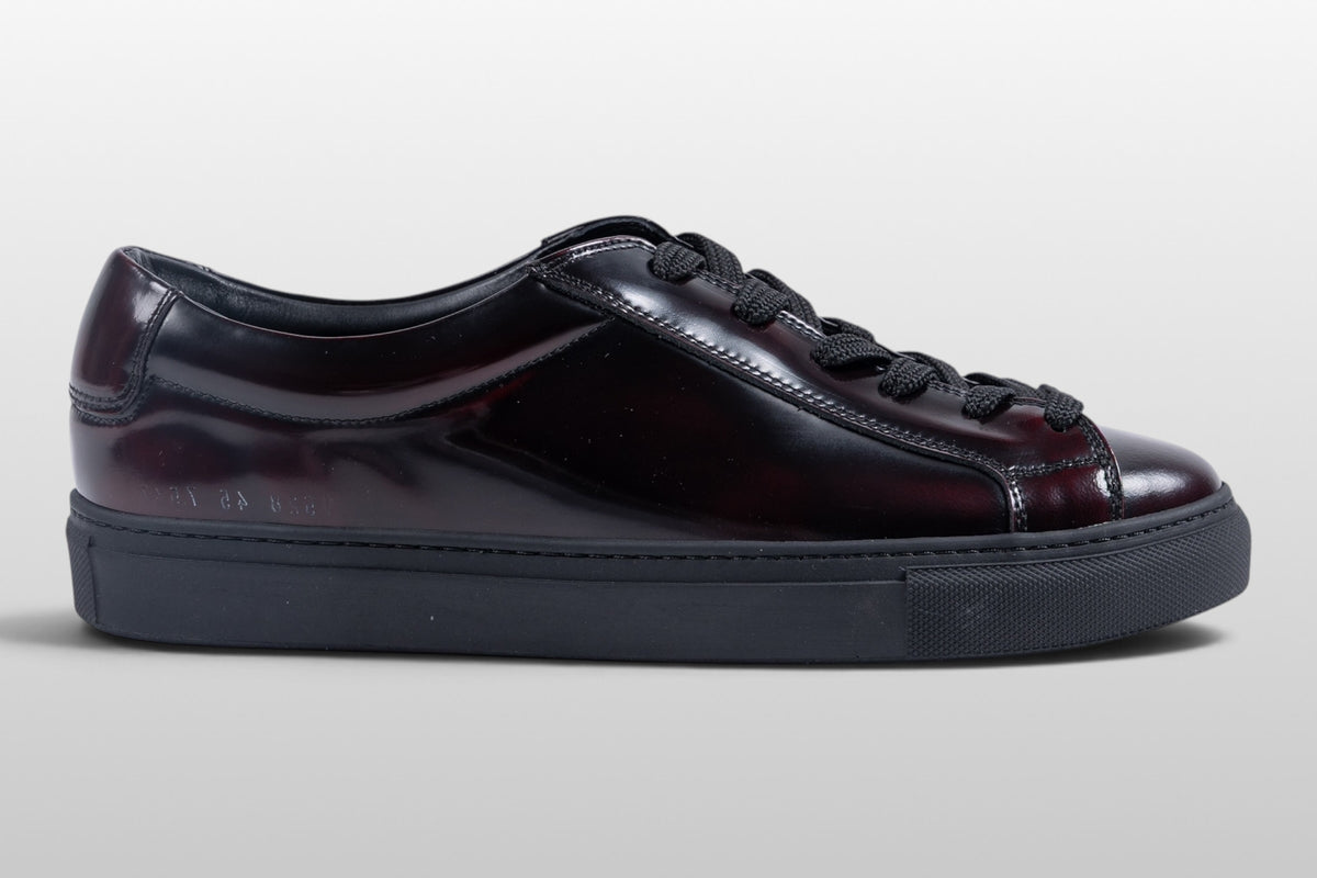 Zeli Roma Bordeaux Leren Lak Sneakers met Donkere Zool