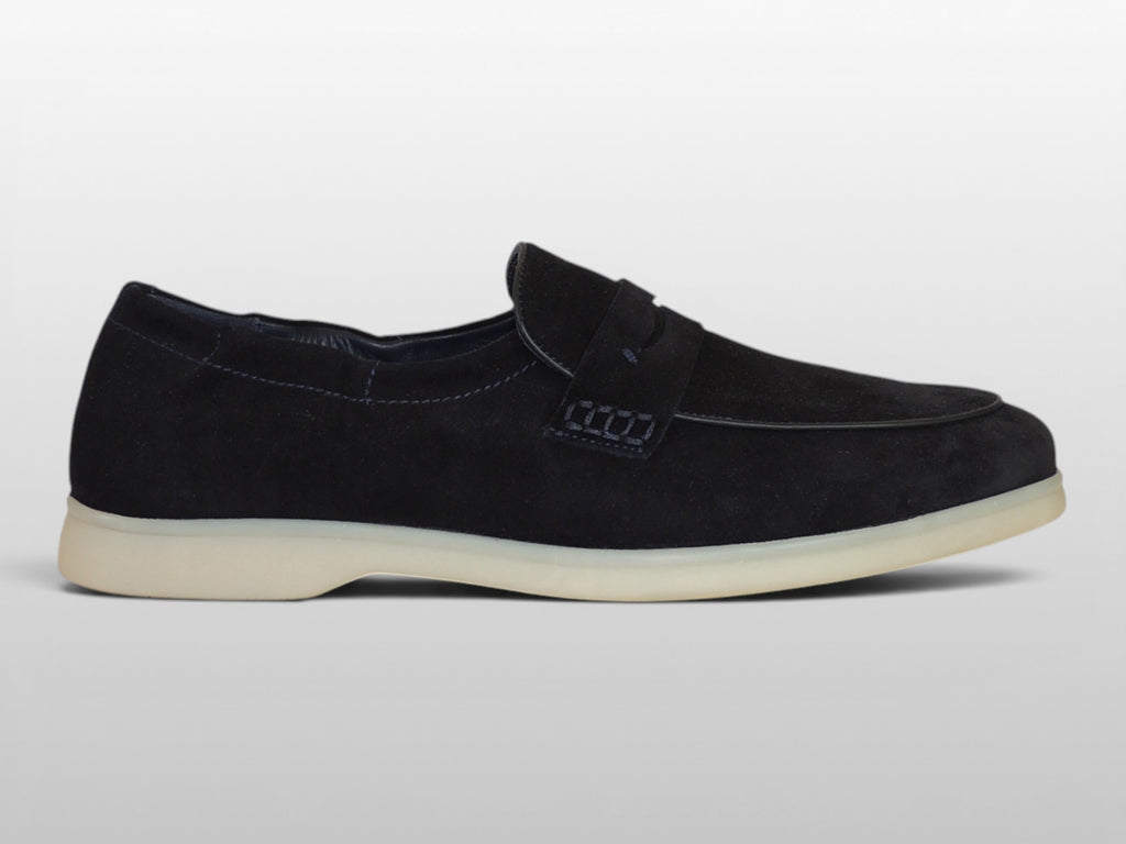 Zeli Donkerblauwe Suede Loafer Schoen