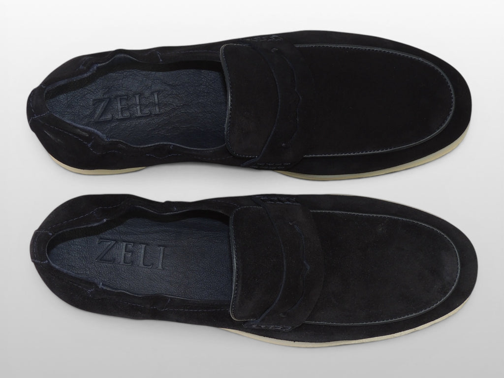 Zeli Donkerblauwe Suede Loafer Schoen