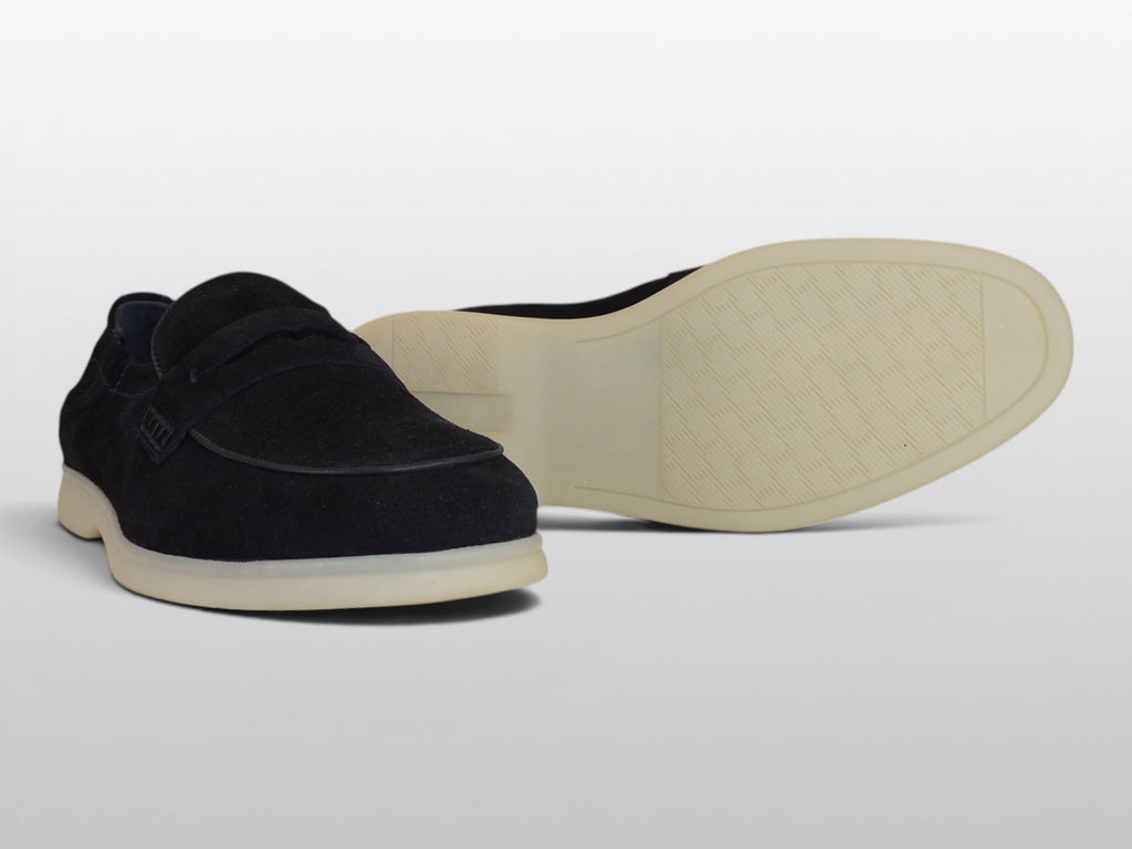 Zeli Donkerblauwe Suede Loafer Schoen