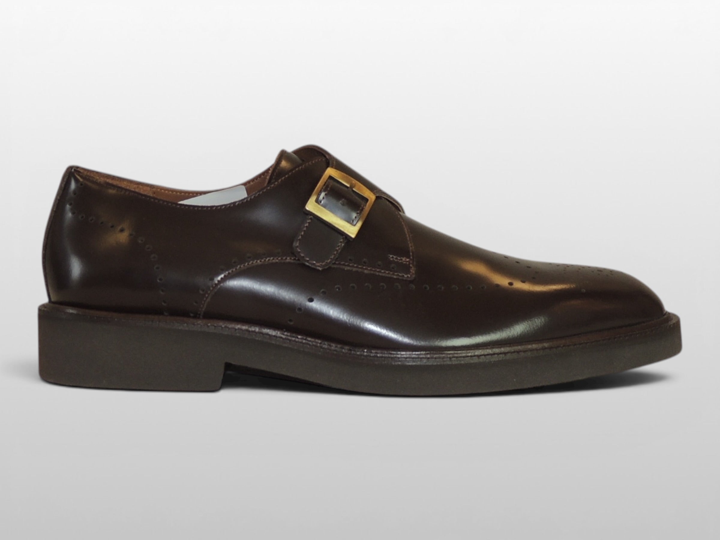 Zeli Bruine Klassieke Leren Monk Strap Schoen