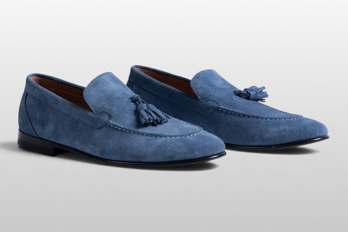 Zeli Verona blaue Wildleder-Tassel-Loafer