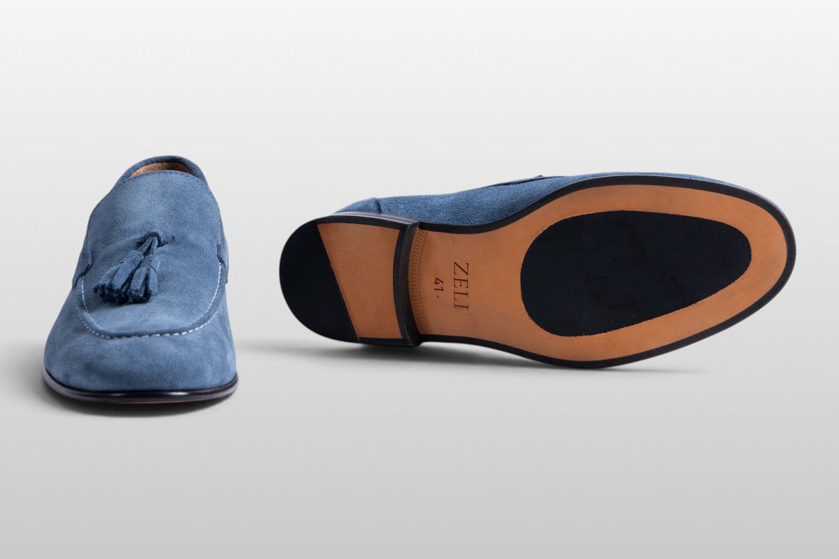 Zeli Verona blaue Wildleder-Tassel-Loafer
