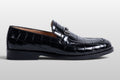 Zeli Venezia Black Croco Leather Loafers with Bit