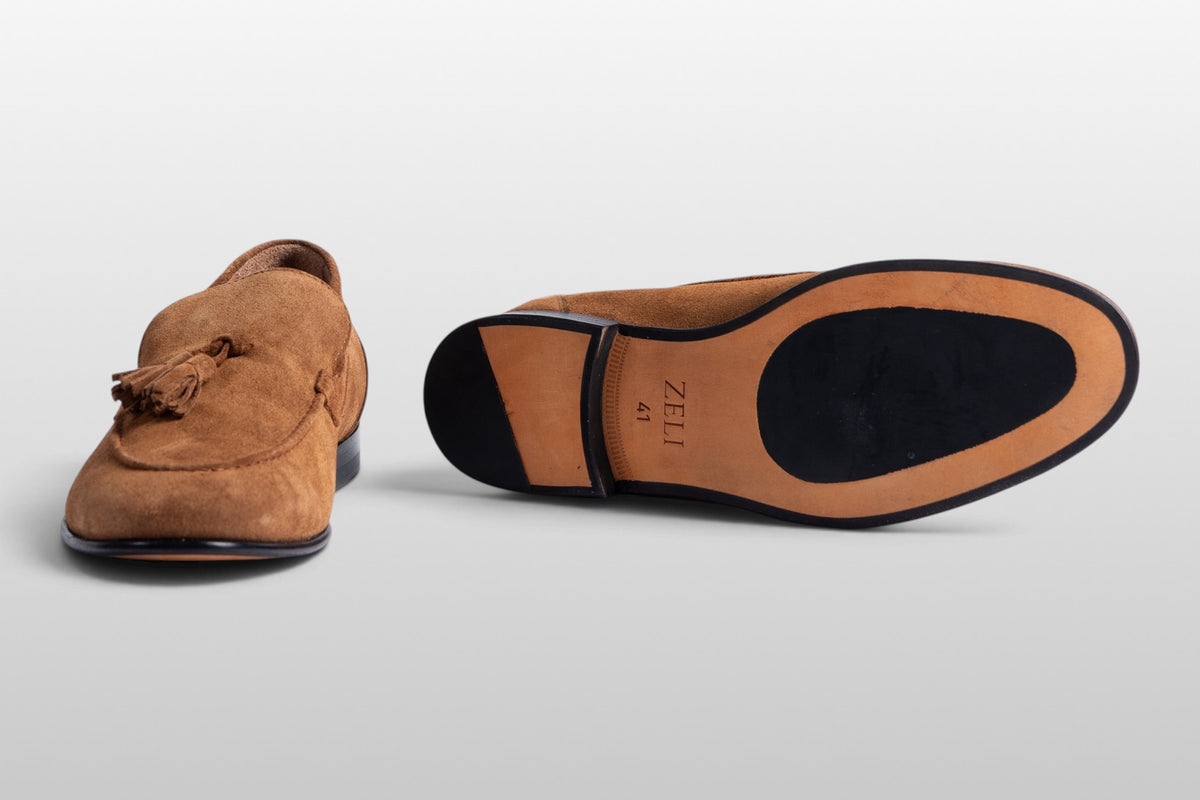 Zeli Verona Hellbraune Wildleder Tassel Loafer