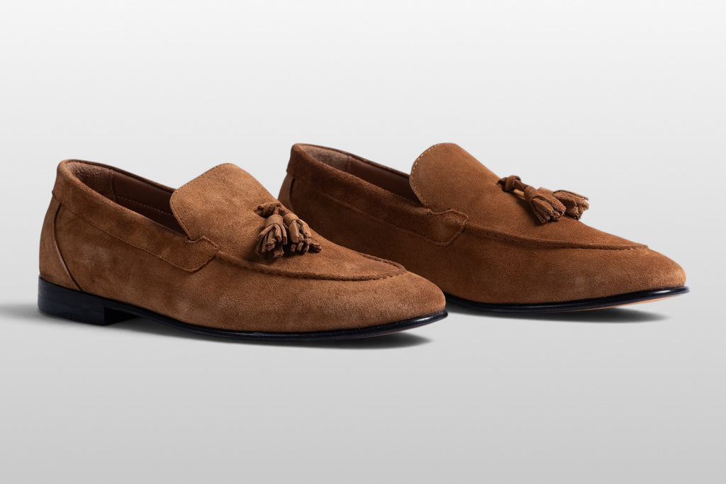 Zeli Verona Light Brown Suede Tassel Loafers