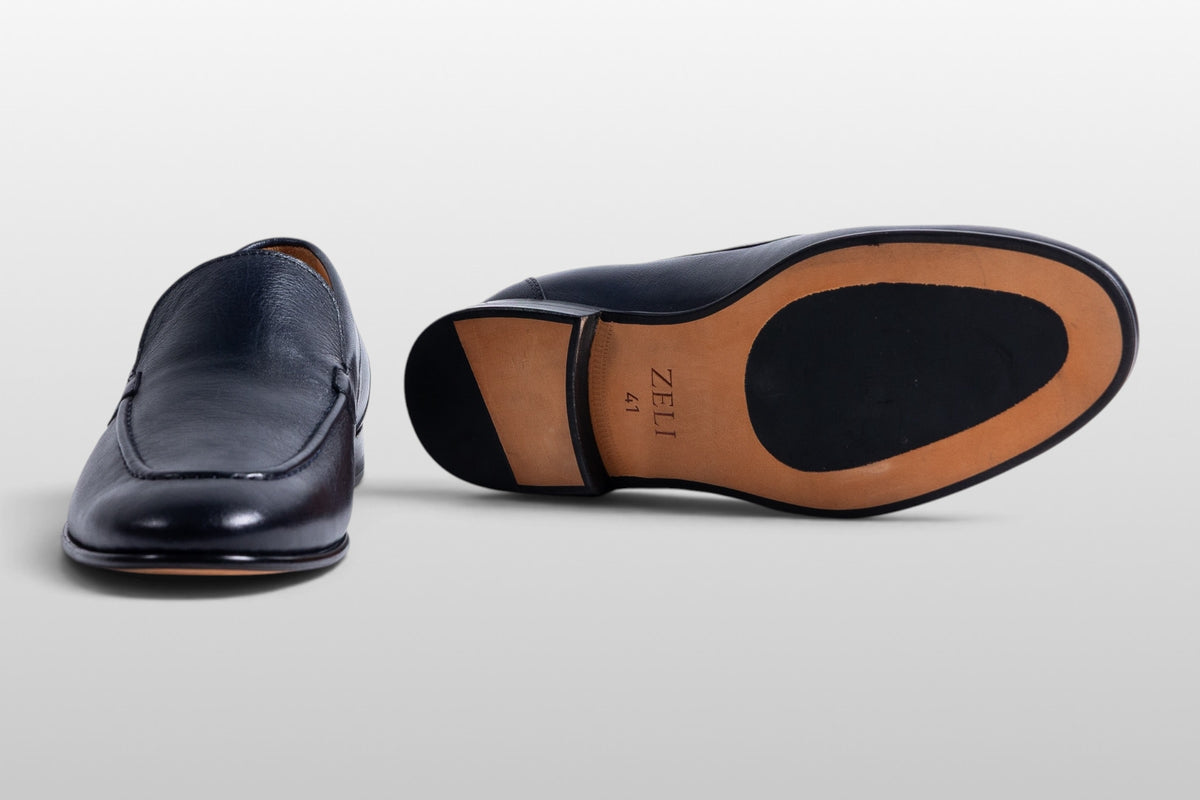 Zeli Siena Klassische Dunkelblaue Leder-Loafer