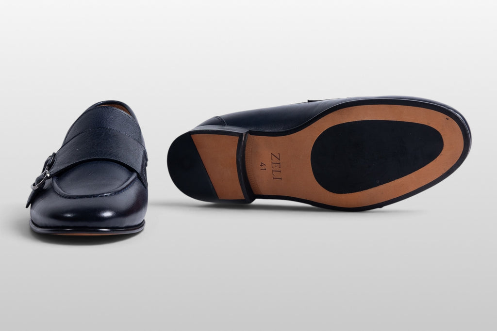 Zeli Milano Donkerblauwe Leren Gespschoenen