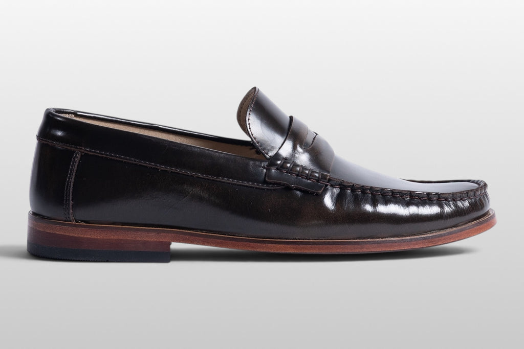 Mocassins Penny Classiques en Cuir Marron Foncé Zeli