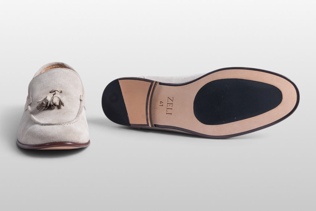 Zeli Verona Beige Suede Tassel Loafers