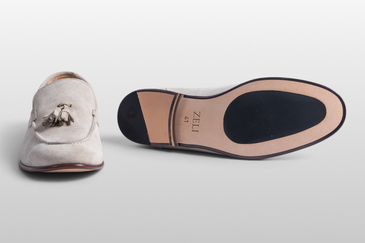 Zeli Verona beige Wildleder-Loafer mit Quasten