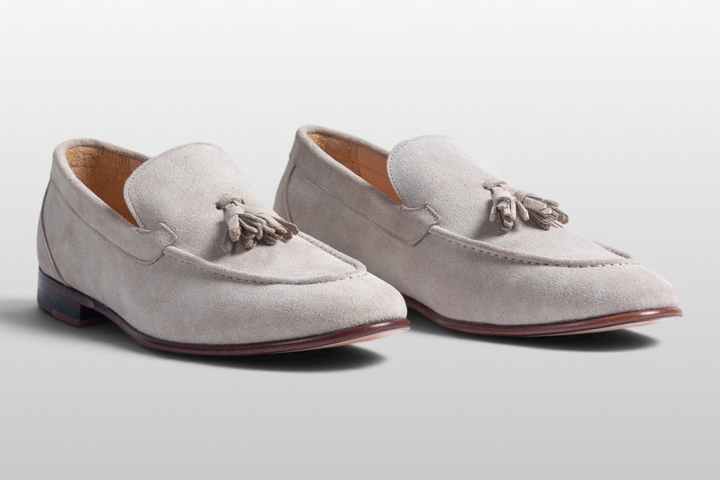 Zeli Verona Beige Suede Tassel Loafers