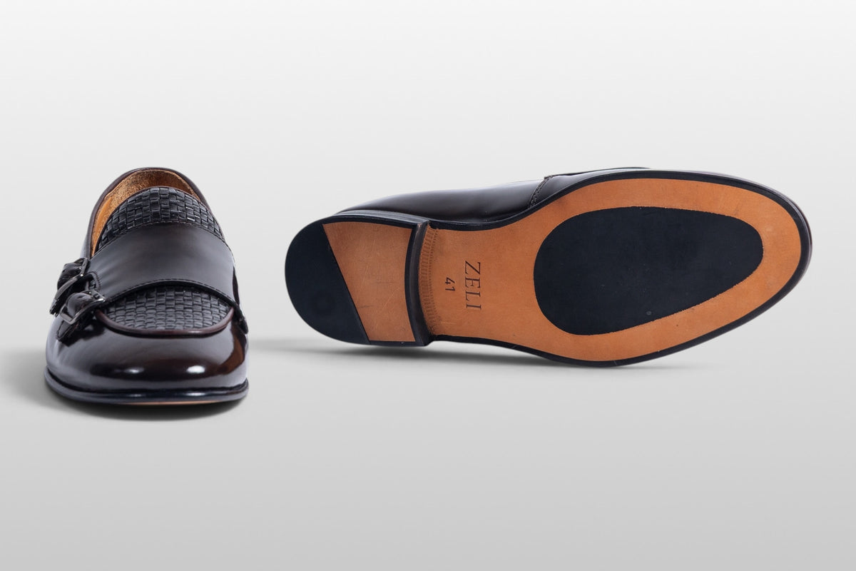 Zeli Florence Milano Bruine Leren Gespschoenen