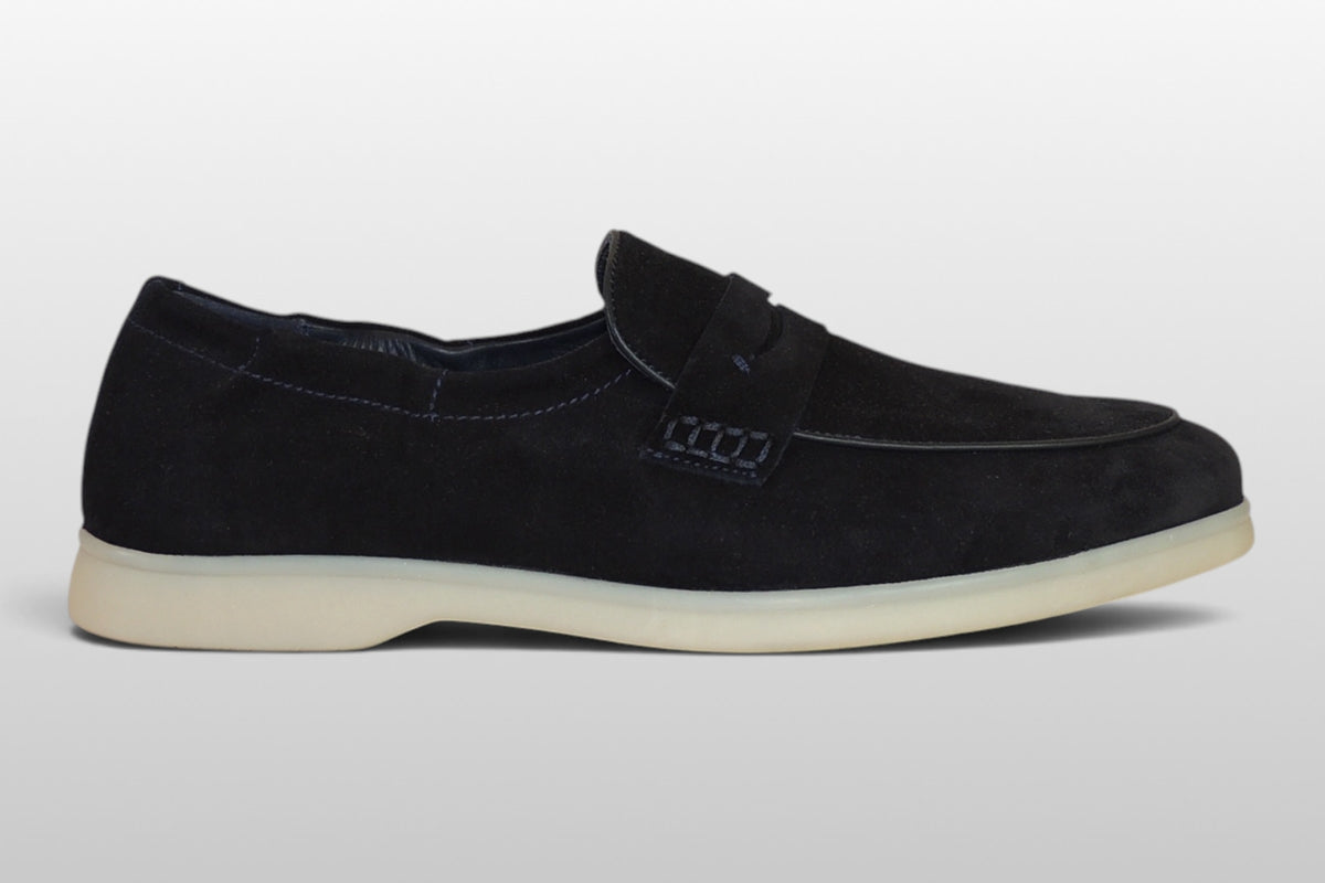 Zeli Donkerblauwe Suede Loafer Schoen