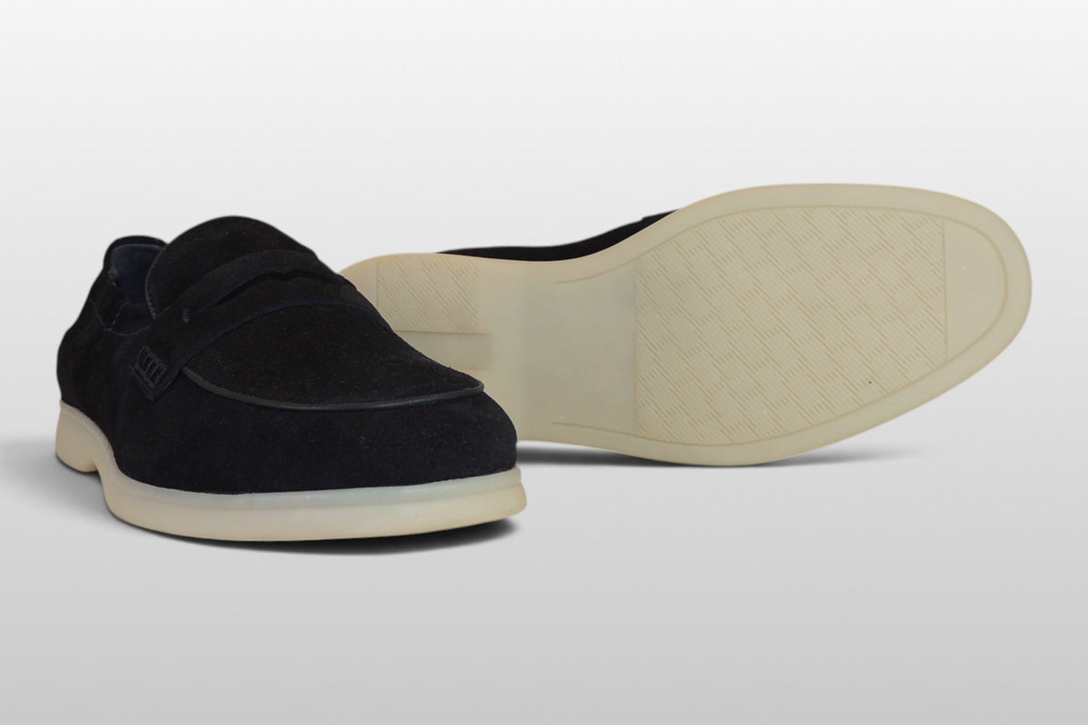 Zeli Donkerblauwe Suede Loafer Schoen