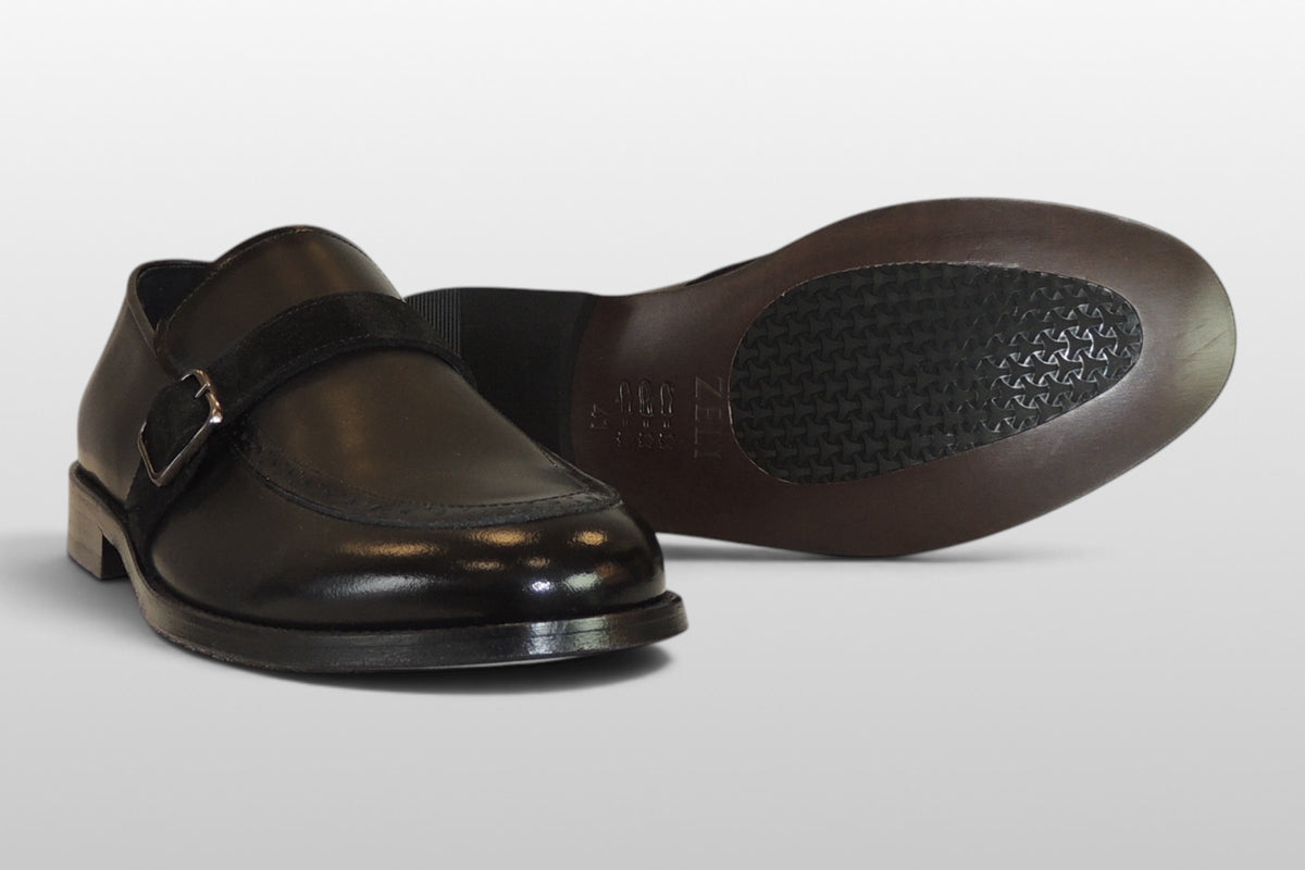 Zeli Schwarzer Brogue-Business-Schuh aus Veloursleder