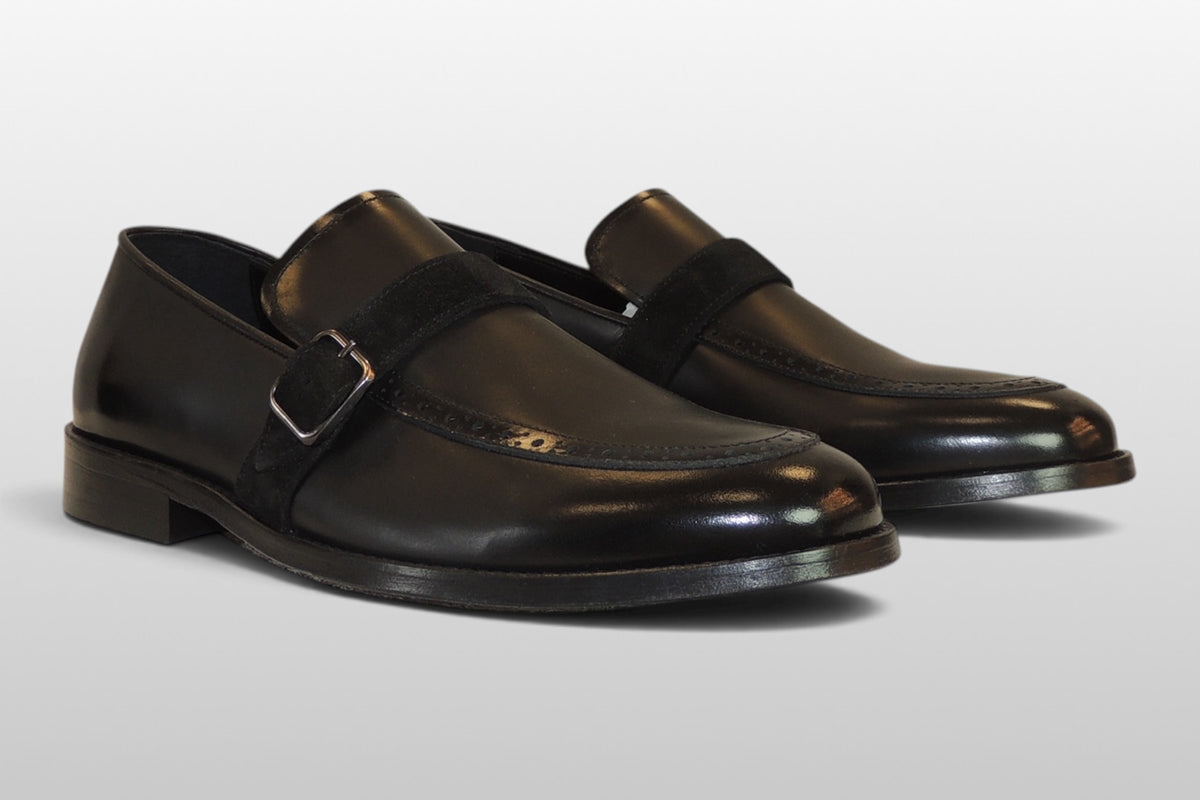 Zeli Schwarzer Brogue-Business-Schuh aus Veloursleder