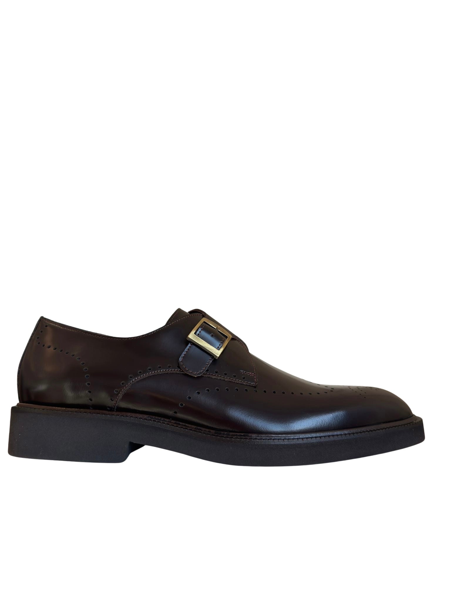 Zeli Bruine Klassieke Leren Monk Strap Schoen